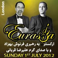 Alireza Ghorbani and Farnoosh Behzad in EURASIA Symphony Orchestra