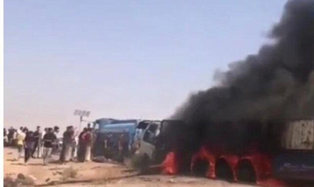 (ویدئو) انفجار مرگبار خودرو زائران ایرانی در پمپ‌ بنزینی در بابل عراق:  ۴۱ کشته و مصدوم