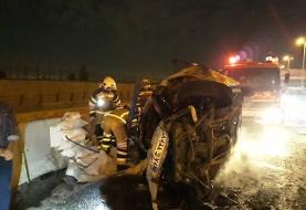 تصادف مرگبار دو نیسان در  اتوبان تهران -قم + عکس