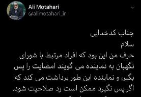 جدال توییتری علی مطهری و سخنگوی شورای نگهبان درباره ردصلاحیت‌ نمایندگان/ مطهری: در توییت کردن ...