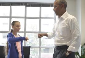 Greta Thunberg meets Obama and demands action from congress on climate change