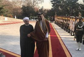 فیلم | استقبال روحانی از امیر قطر در سعدآباد