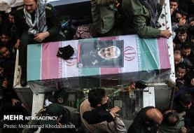 پیکر سردار سلیمانی و شهدای مقاومت وارد حرم حضرت معصومه(س) شد