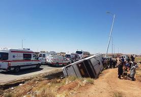 سرعت بالا و نقص فنی عامل واژگونی اتوبوس تهران- گنبد