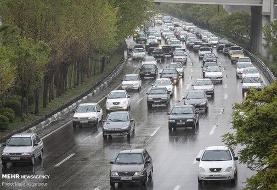 بارش برف و باران در ۶ استان/ ترافیک در ورودی تهران