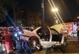 (تصاویر) تصادف مرگبار پژو با تیربرق در شهرک‌ غرب