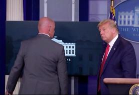 وقفه ناگهانی در کنفرانس خبری ترامپ به علت تیراندازی در نزدیکی کاخ‌سفید