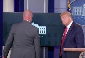 (ویدئو) خروج ترامپ از کنفرانس خبری پس از تیراندازی در نزدیکی کاخ سفید