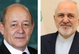 رایزنی ظریف با وزیر امور خارجه فرانسه درباره برجام و لبنان