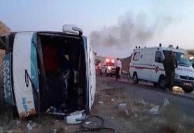 واژگونی اتوبوس در محور گرمسار-سمنان ۲۰ مصدوم بر جای گذاشت