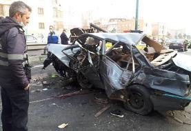 تصادف خونین دو خودرو در بزرگراه یادگار امام/ عکس
