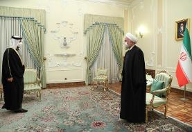 (تصاویر) پیامی که وزیر خارجه قطر به روحانی تقدیم کرد