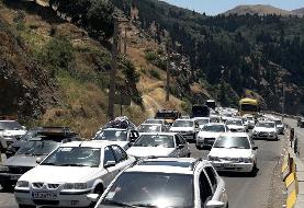 ترافیک سنگین در جاده کرج - چالوس