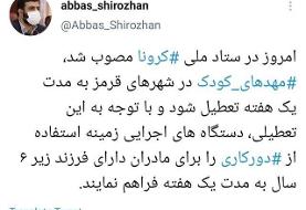 مصوبات مهم ستادملی مقابله با کرونا: تعطیلی مهدهای کودک؛ دورکاری بیماران مبتلا به امیکرون و ...
