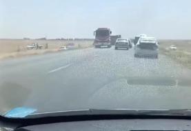 اولین تصاویر از تصادف مرگبار اتوبوس با دو خودروی پراید و پژو در سبزوار (فیلم)