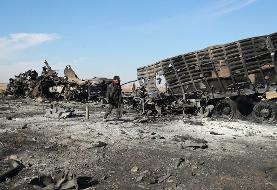 (ویدئو) حمله ترکیه به کامیون‌های حمل سلاح شبه نظامیان کُرد