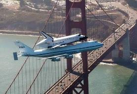 تصویری جالب از انتقال شاتل فضایی ناسا به موزه