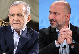 دیدار پزشکیان و دارا خسروشاهی، مدیرعامل اوبر در مهرماه