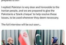 لاریجانی: آماده اعطای «کارت سفید» به پاکستان برای صلح با هند و افغانستان هستیم