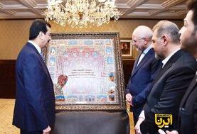 هدیه خاص و نفیس قالیباف به رئیس مجلس سنای پاکستان + عکس