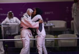 عکس| بوسه بر پیشانی پرچمدار برنزی ایران در ریاض