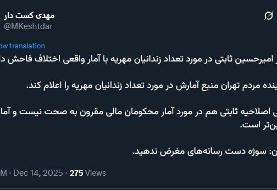 مدیرعامل خبرگزاری قوه قضاییه آمار ثابتی درباره زندانیان مهریه را نادرست خواند؛ سوژه به دست ...