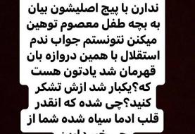 حمله همسر سیدحسین به پیج‌های فیک و منتقد | عکس