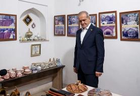 بازدید پزشکیان از مسجد کبود ایروان و اقامه نماز با نمازگزاران
