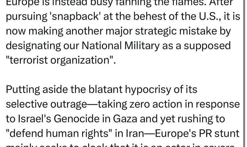 اروپا با اقدام علیه سپاه مرتکب اشتباه بزرگ شد | کنایه به سکوت در ...