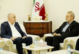 دیدار رئیس شورای رهبری حماس با لاریجانی