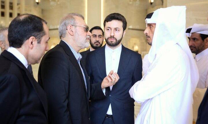 بررسی آخرین تحولات مذاکرات هسته‌ای میان لاریجانی با وزیرخارجه قطر