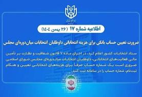 تعیین حساب بانکی هزینه انتخاباتی داوطلبان انتخابات میان‌دوره‌ای مجلس