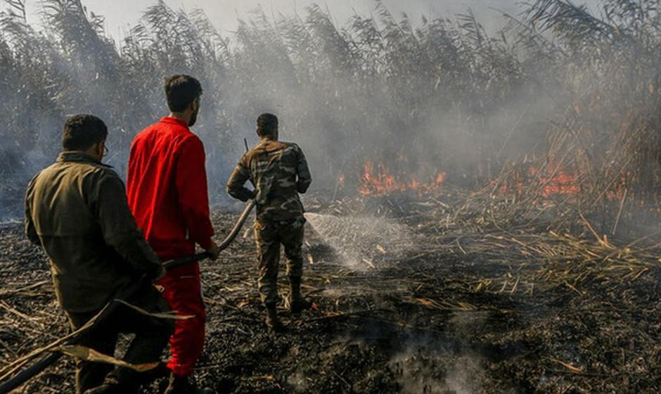 تالاب انزلی همچنان در آتش می سوزد و احتمال افزایش وسعت حریق به ۱۰ هکتار ...