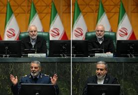 تصویری از وزیر امور خارجه و سرلشکر موسوی در جلسه غیر علنی مجلس/ یونیفرم متفاوت رئیس ستاد کل