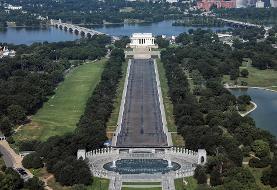 Drained Reflecting Pool reveals Trump's 'American flag blue' liner is now closer to gray